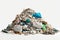 Eco-Friendly Waste Management: A High-Resolution Photo of Garbage Pile on White Background.