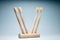 Eco-friendly wooden toothbrushes in a concrete stand