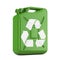 Eco Fuel Concept. Green Metal Jerrycan with Recycle Sign. 3d Rendering