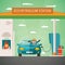 Eco fuel petrol station vector concept