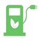 Eco fuel pump station icon. Charging point for hybrid vehicles cars sign symbol