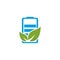 Eco green Battery logo vector icon illustration