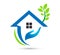 Eco green care home logo vector illustration environment safety design.