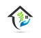 Eco green care home logo vector illustration environment safety design.