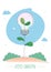 Eco Green energy concept. Little tree growing out of inside a lightbulb. Vector illustration