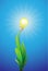 Eco green energy concept, plant with shining light bulb as renewable energy design