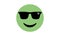 Eco green happy face emoji with sunglasses and seedling reflection, it is cool to care about the environment