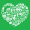 Eco green heart shape background - ecology, recycling concept