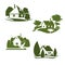 Eco green house icon of ecology real estate design