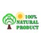 Eco green natural product logo with trees and sun on a white background. Environmental abstract design natural