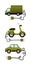 Eco green truck motorcycle and car vehicles with plug vector design