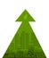 Eco growth of modern cities. Ecological Urbanization. Green arrow with leaf and skyscrapers silhouettes. City landscape. Vector