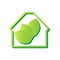 Eco House icon. Home with green leafs inside. Ecology concept. Vector illustration.