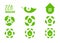 Eco house leaf logo. Icon set circle shape. Healthy lifestyle concept. Symbols for eco real estate. Vector illustration