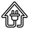 Eco house plug icon, outline style