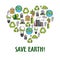 Eco icons creating a heart symbol, sketch style