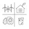 Eco icons vector set. Thin line ecological signs for infographic, website or app. Garbage truck, windmills low energy house and ov