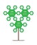 Eco Infographics of sustainable development. Green technology mergers and acquisitions. Tree with three parts and 15 icons