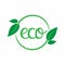 Eco label. Oganic green circle frames with leaves and branches, bio products stamp, ecology friendly emblem, quality product badge
