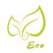 Eco label vector, round emblem, painted icon for natural products packaging, clothing and food pack. Eco sign