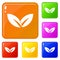 Eco leaf battery icons set vector color