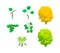 Eco leaves of trees: oak, maple, aspen, birch, shrubs.