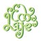 Eco life. Green Ink lettering with curls and decorations. Stylish quote for modern life. Save the planet. Eco friendly calligraphy