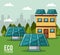 Eco lifestyle solar panel house smart clean energy innovation cityspace