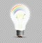 Eco lightbulp concept, realistic light bulp with rainbow and plant inside, ecology