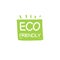 Eco logo on green square spot with abstract element. Sign for eco friendly company