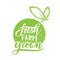 Eco logos, vegetarian healthy natural food stickers, fresh farm grown.