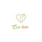 Eco love simple logo heart shaped with green leaf vector