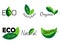 Eco, natural, organic logotypes, abstract green leaves and text