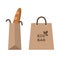 Eco paper bag side and front. Eco bag with a loaf. Ecological shopping bag concept