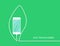 Eco phone charge, wire isolated on green background. Surprise banner, card, template for your design. Smartphone earphone.