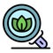 Eco plant under magnifier icon color outline vector