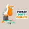 Eco poster Stop pollution with funny pelican