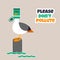 Eco poster Stop pollution with sad seagull