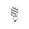 Eco powersave lamp line icon. Saving electricity concept. Ecology bulb saves electricity.