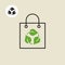 Eco recycle bag icon, carrybag basket. Vector. Arrow ecofreindly leafs triangle