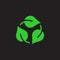 Eco recycle  icon, carrybag basket. Vector. Arrow ecofreindly leafs triangle.