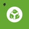 Eco recycle icon, carrybag basket. Vector. Arrow ecofreindly leafs triangle.