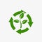 eco recycling icon. environmental and environment symbol. plant sprout and circular arrows