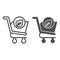 Eco shopping line and glyph icon. Ecology market trolley with leaf button. Commerce vector design concept, outline style