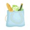 Eco Shopping with Reusable Textile Bag Full of Grocery Products Vector Illustration