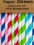 Eco striped paper straws in pack. Paper sticks for drinks, biodegradable. Environmentally friendly. Multi-colored.