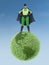 Eco superhero and green planet