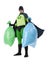 Eco superhero and household garbage