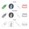 Eco tablet, electronic thermometer, hand x-ray, denture. Medicine set collection icons in cartoon,outline,monochrome