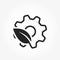 Eco tech line icon. mechanical gear and leaf. environment, eco technology and eco friendly industry symbol